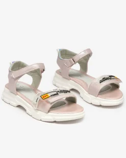Hot Jasnoróżowe błyszczące sandałki dziewczęce Lorij Dziewczęce
