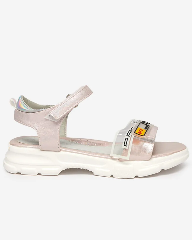 Hot Jasnoróżowe błyszczące sandałki dziewczęce Lorij Dziewczęce