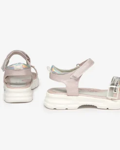 Hot Jasnoróżowe błyszczące sandałki dziewczęce Lorij Dziewczęce