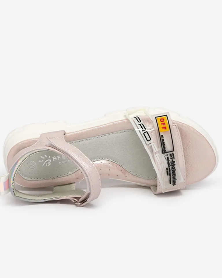 Hot Jasnoróżowe błyszczące sandałki dziewczęce Lorij Dziewczęce