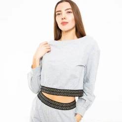 Best Jasnoszara damska bluza cropped Bluzy