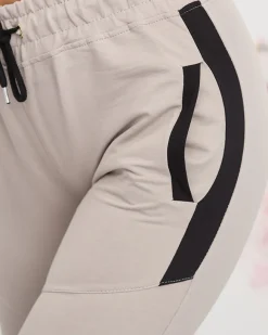 Jasnoszare damskie spodnie dresowe z czarnymi wstawkami Spodnie Dresowe