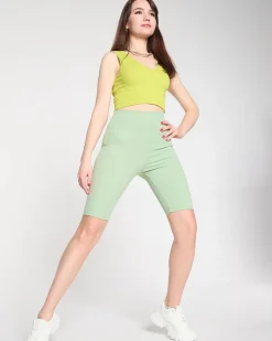 Outlet Jasnozielone damskie legginsy kolarki Spodenki 3/4|Krótkie Spodenki