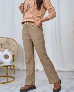 Best damskie sztruksowe spodnie materiałowe Spodnie Materiałowe