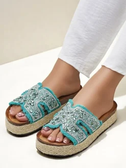 Best Klapki damskie z ozdobami Candy Candy Klapki Płaskie