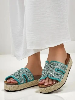 Best Klapki damskie z ozdobami Candy Candy Klapki Płaskie