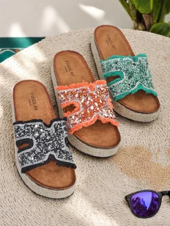 Best Klapki damskie z ozdobami Candy Candy Klapki Płaskie