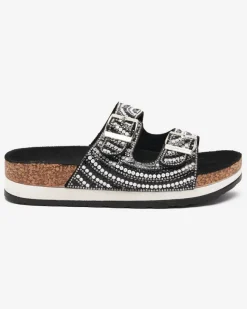 Sale Klapki damskie z cyrkoniami w kolorze m Laluda Klapki Płaskie