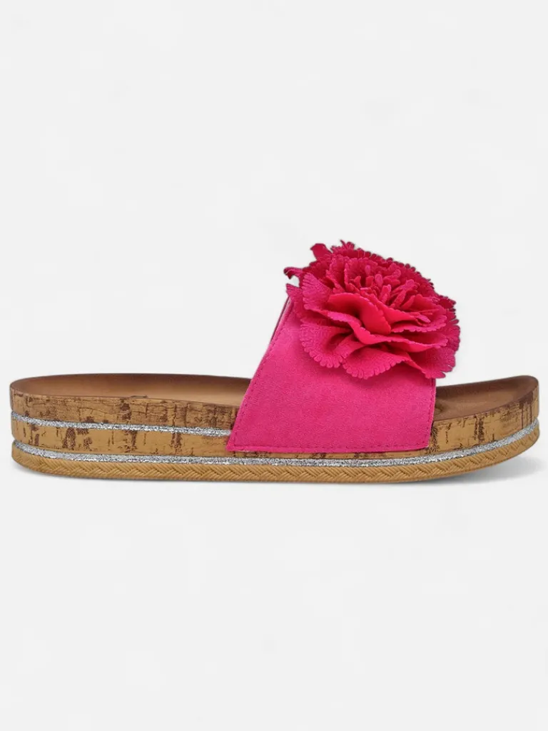 Sale Klapki damskie z kwiatuszkami Focce Klapki Płaskie