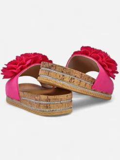 Sale Klapki damskie z kwiatuszkami Focce Klapki Płaskie