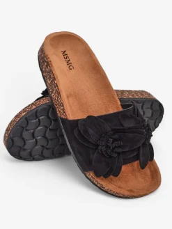 Sale Klapki damskie z kwiatuszkami Foules Klapki Płaskie