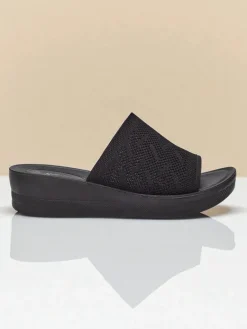 Hot Klapki damskie na niskim koturnie Elara Klapki Na Obcasie