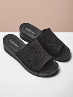 Hot Klapki damskie na niskim koturnie Elara Klapki Na Obcasie