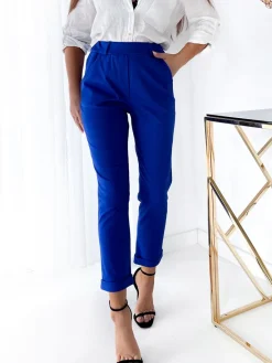 Discount Kobaltowe damskie spodnie typu tregginsy Legginsy / Tregginsy