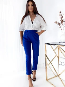 Discount Kobaltowe damskie spodnie typu tregginsy Legginsy / Tregginsy