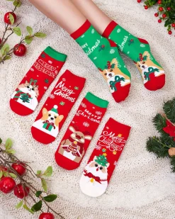 Best Kolorowe damskie skarpetki ze świątecznym wzorem Skarpetki