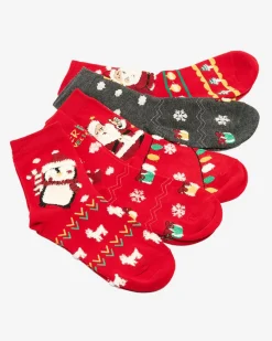 Outlet Kolorowe damskie skarpetki ze świątecznym wzorem Skarpetki