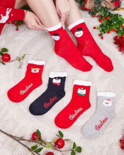 Outlet Kolorowe damskie skarpetki ze świątecznym wzorem Skarpetki