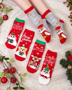 Outlet Kolorowe damskie skarpetki ze świątecznym wzorem Skarpetki