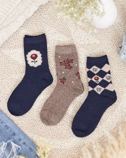 Clearance Komplet damskich skarpetek z printem 3/pak Skarpetki