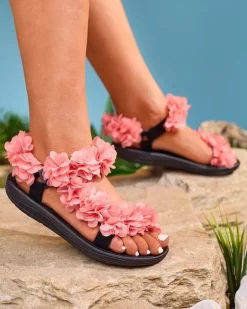 Discount owe sandały damskie z kwiatuszkami Alferroy Sandały Płaskie