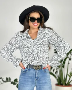 Outlet Koszula damska z printem Bluzki / Koszule / Koszulki