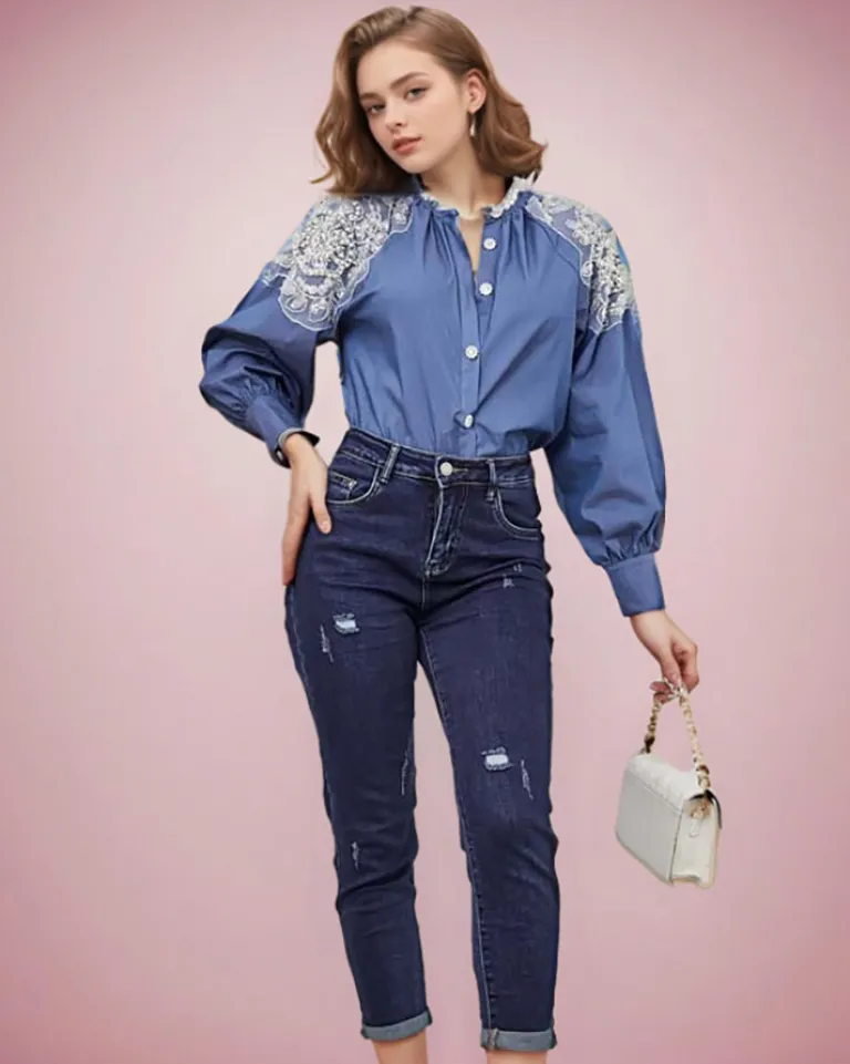 Outlet Koszula damska z cyrkoniami Bluzki / Koszule / Koszulki