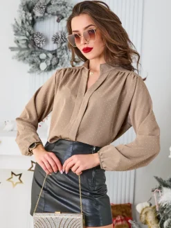 Sale Koszula damska z cyrkoniami Bluzki / Koszule / Koszulki