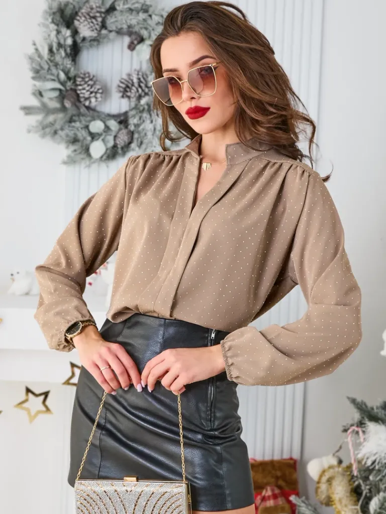 Sale Koszula damska z cyrkoniami Bluzki / Koszule / Koszulki