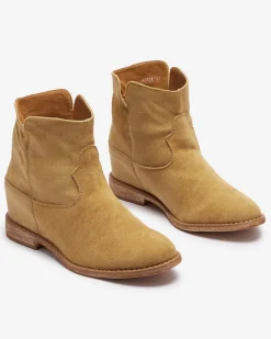 Best Kowbojki na krytym koturnie w kolorze camel Bluestone Botki Z Delikatnym Ociepleniem|Kowbojki