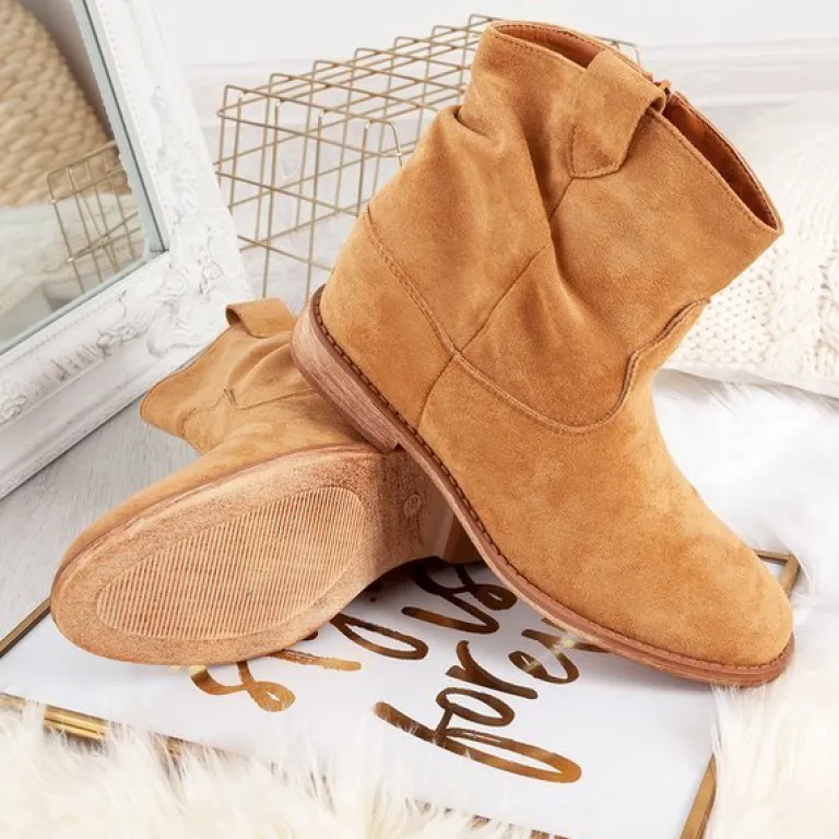 Clearance Kowbojki na koturnie w kolorze Brunoki Botki Z Delikatnym Ociepleniem|Kowbojki