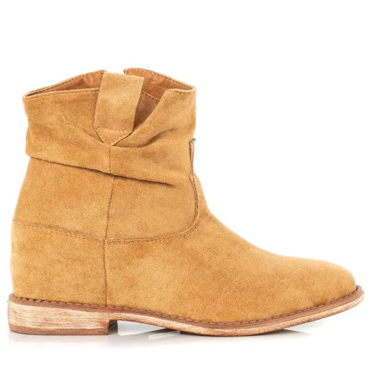 Clearance Kowbojki na koturnie w kolorze Brunoki Botki Z Delikatnym Ociepleniem|Kowbojki