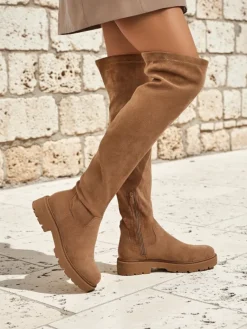 Online Kozaki damskie za kolano Remelsie Kozaki Na Płaskim Obcasie|Kozaki Z Ociepleniem