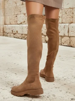 Online Kozaki damskie za kolano Remelsie Kozaki Na Płaskim Obcasie|Kozaki Z Ociepleniem