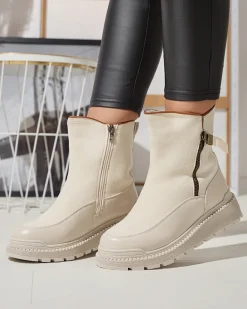 Hot owe botki damskie Mefina Botki Z Grubym Ociepleniem|Botki Na Płaskim Obcasie