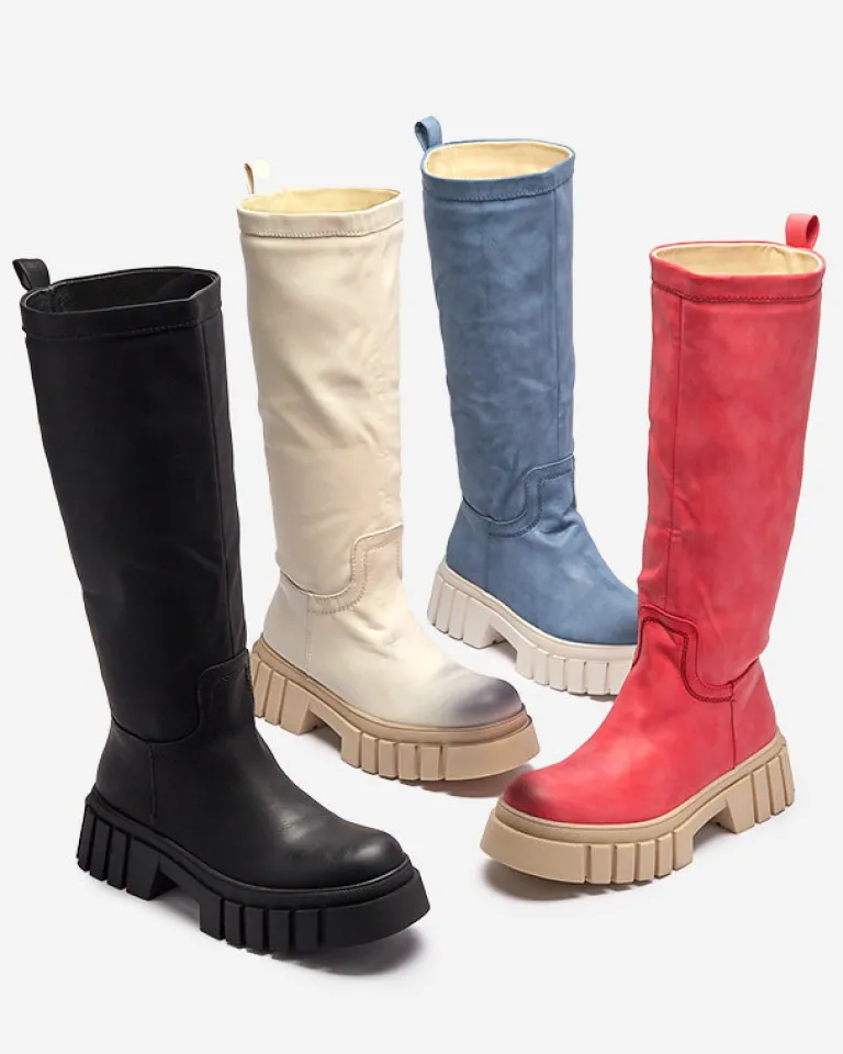 New owe damskie kozaki do połowy łydki Astaroth Kozaki Na Płaskim Obcasie|Kozaki Z Ociepleniem