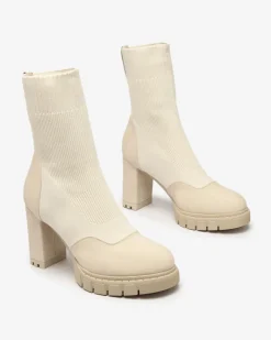 Clearance owe damskie botki na wyższym obcasie Flexi Booties Botki Bez Ocieplenia|Botki Na Słupku