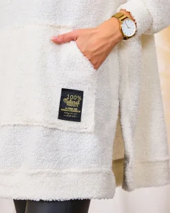 Outlet owy długi sweter damski z kapturem Bluzy|Swetry