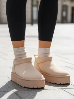 Sale Krótkie buty a'la śniegowce damskie Ozozi Śniegowce|Botki Z Delikatnym Ociepleniem