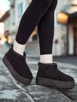 Sale Krótkie buty a'la śniegowce damskie Havale Śniegowce|Botki Na Platformie