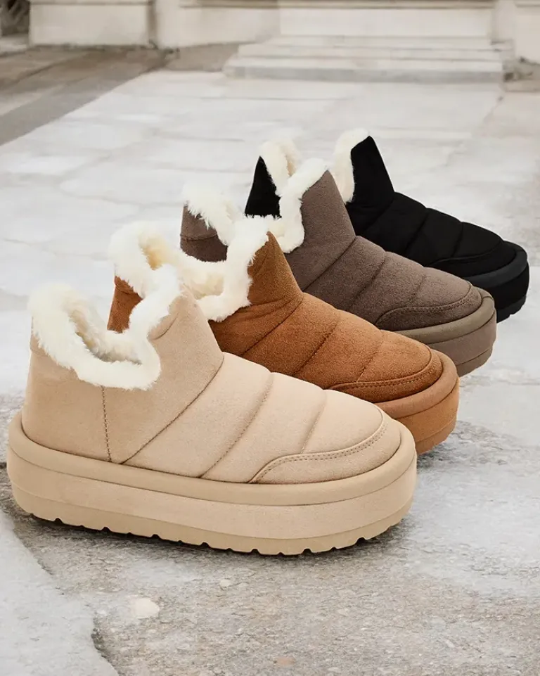 Sale Krótkie buty a'la śniegowce damskie Zoeno Śniegowce|Botki Z Delikatnym Ociepleniem