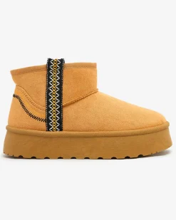 Best Krótkie damskie buty a'la śniegowce z ozdobą Erititta Śniegowce|Botki Z Delikatnym Ociepleniem