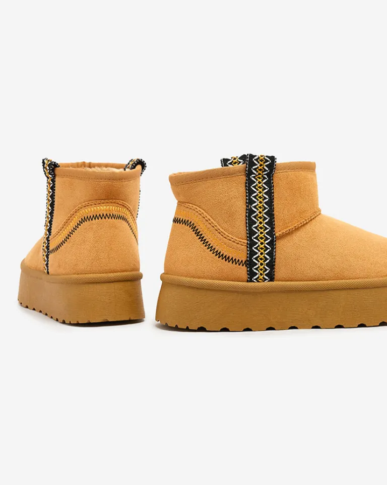 Best Krótkie damskie buty a'la śniegowce z ozdobą Erititta Śniegowce|Botki Z Delikatnym Ociepleniem