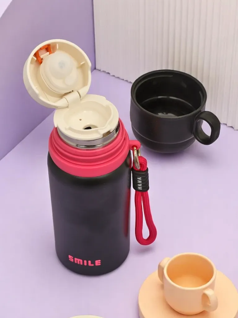 Best Kubek termiczny termos z kubeczkiem Happy Smile Akcesoria