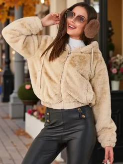 Clearance Kurtka damska z imitacji futra Kurtki / Marynarki / Płaszcze