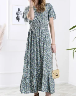 Discount Kwiecista damska sukienka midi Sukienki Letnie|Sukienki Długie