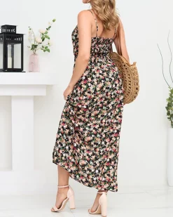 New Kwiecista damska sukienka maxi na ramiączkach w kolorze m Sukienki Letnie|Sukienki Długie