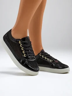 Sale Lakierowane damskie eko skórzane trampki Azzuros Trampki