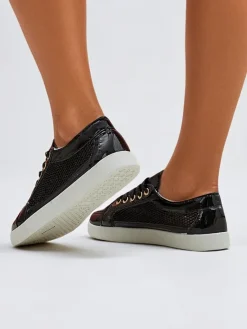 Sale Lakierowane damskie eko skórzane trampki Azzuros Trampki