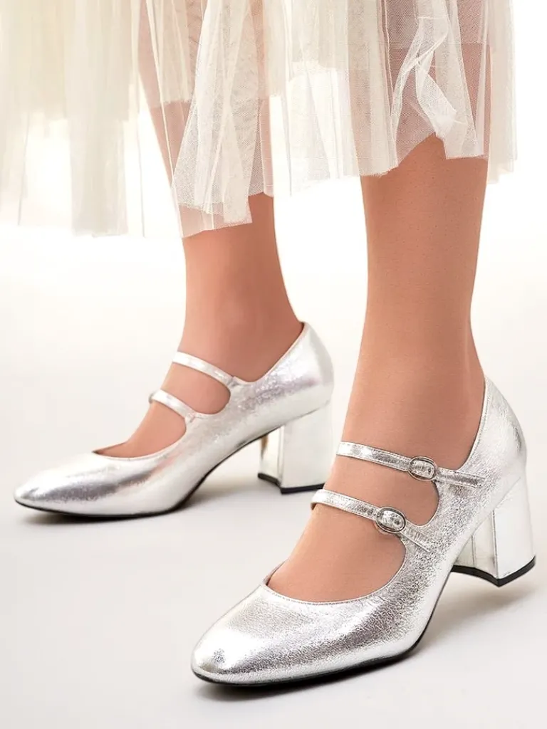 Best Lakierowane damskie czółenka na słupku z paseczkami Ovinna Klasyczne